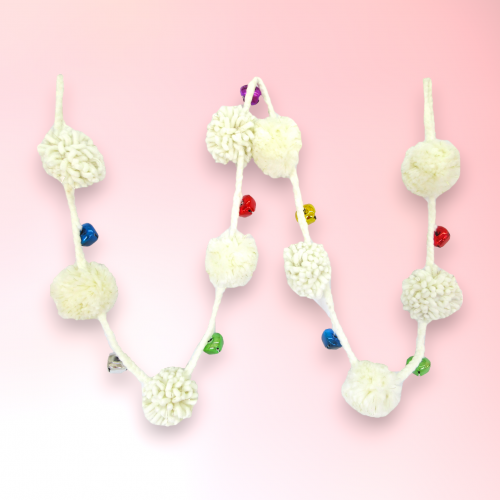6Ft Wht Pom Pom Garland w/color balls