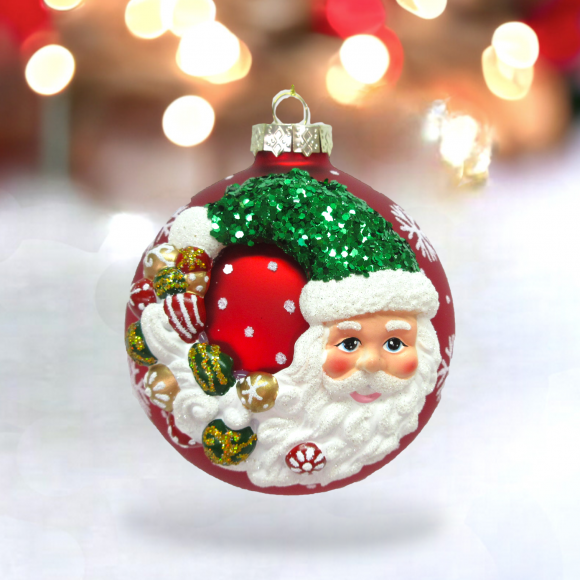 Red w/Santa Head Orn - IN STOCK