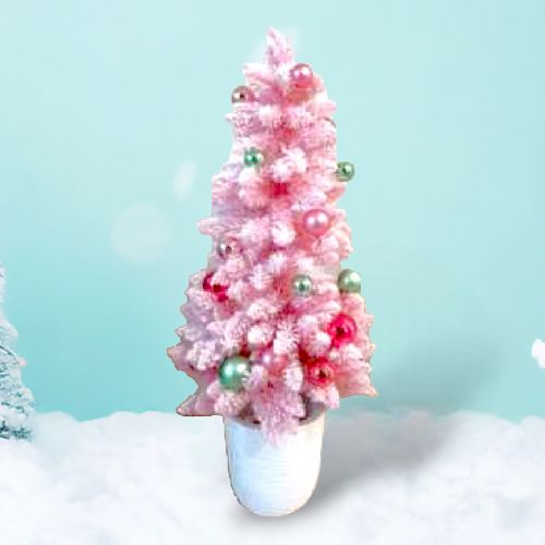 48in Pink Tree w/Orn - IN STOCK