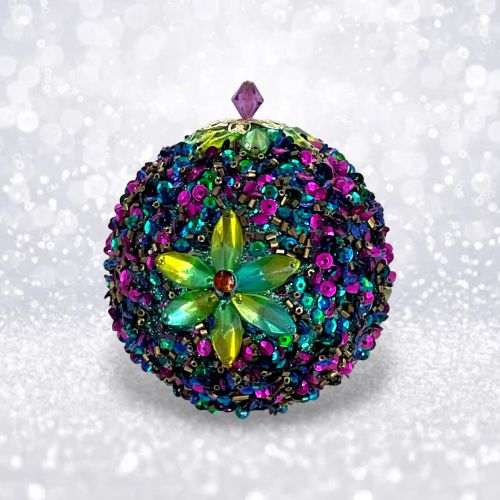 Jeweled Flower Peacock Orn Min/6