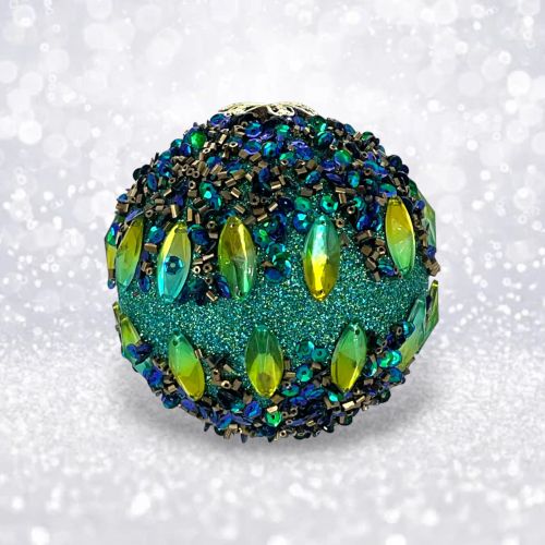 Teal Jeweled Peacock Orn Min/6