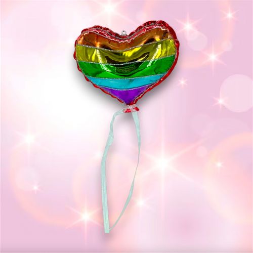 24in Rainbow Heart Balloon Orn Min/6 - NEW - DUE AUG 2025