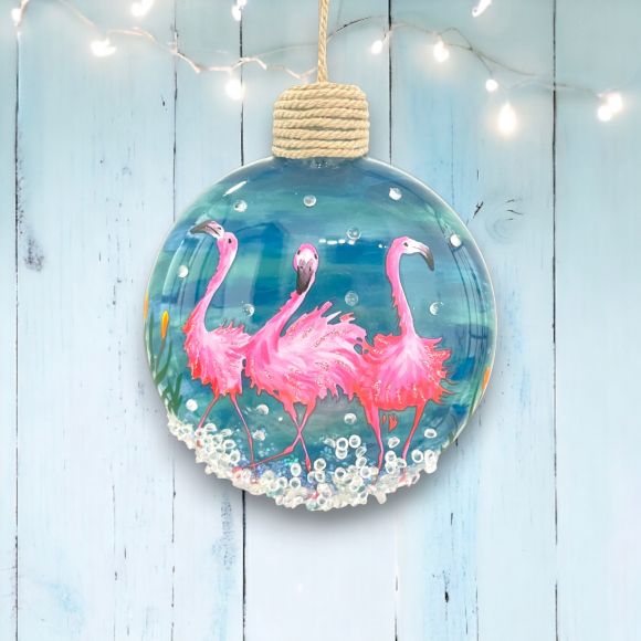 Painted Flamingo Orn Min/6