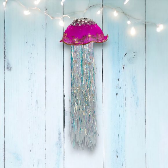 13in Purple Jellyfish Orn Min/6