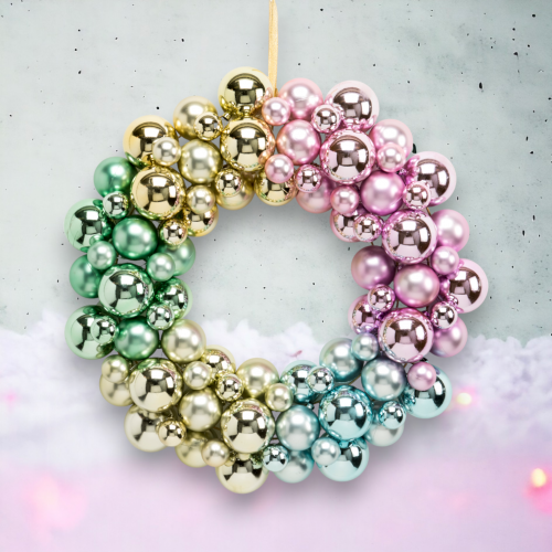 18in Multi Color Ball Wreath - NEW 2024