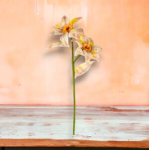 23in Orange Double Flower Pick Min/6