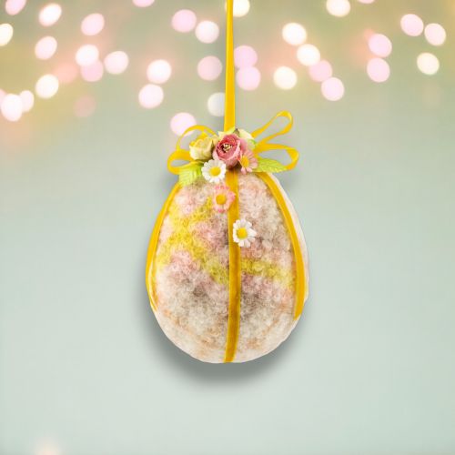7in Orange Plaid Egg Orn Min/6