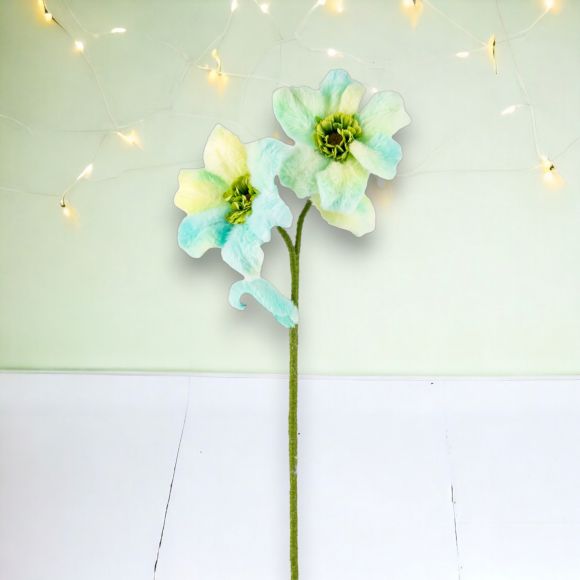 24in Double Green/Yellow Flower Stem Min/4