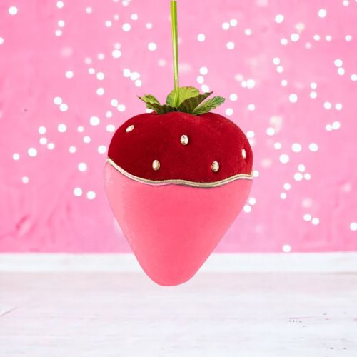 6in Pink Choc Strawberry Orn Min6