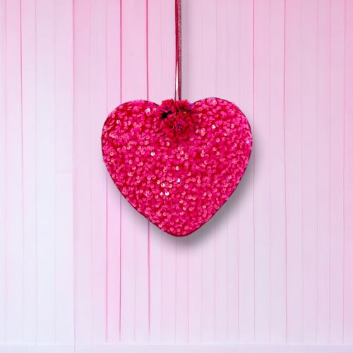 7.5in Pink Heart Orn Min/8