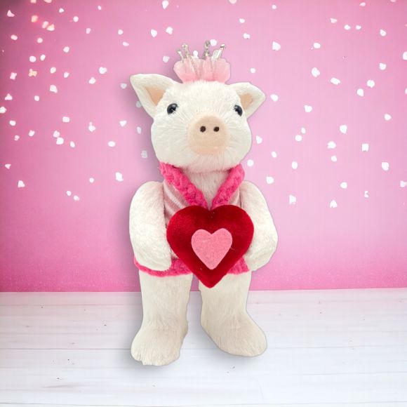 9.5in Valentine Prince Pig w/Heart - NEW 2026 - In Stock DEC 2025