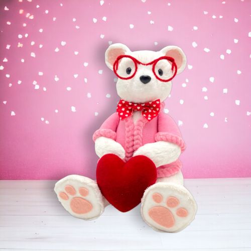 9in Sitting Bear w/Heart - NEW 2026 - In Stock DEC 2025