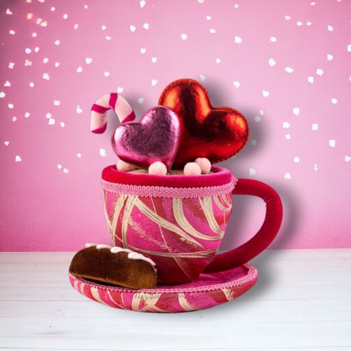 10in Hot Chocolate Cup w/Hearts - NEW 2026 - In Stock DEC 2025