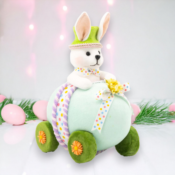Bunny in Blue Egg Car