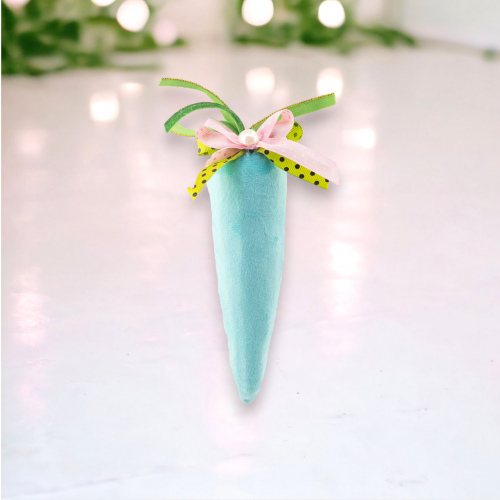 Teal Fabric Carrot Orn - NEW Spring 2024 - In Stock Jan 2024