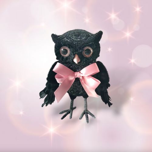 11in Owl w/Pink Bow Min/2