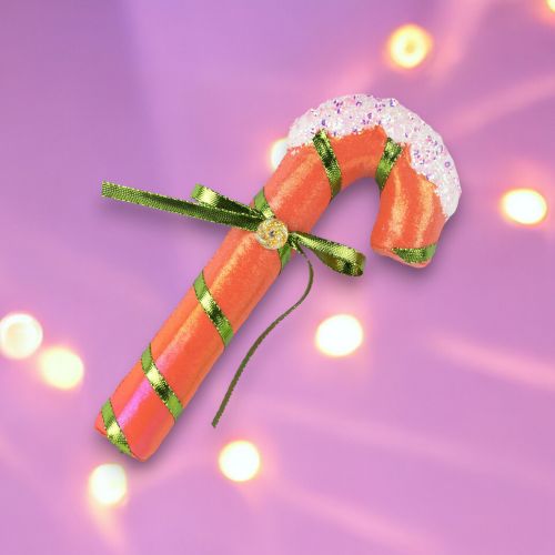 8.5in Orange Candy Cane Orn