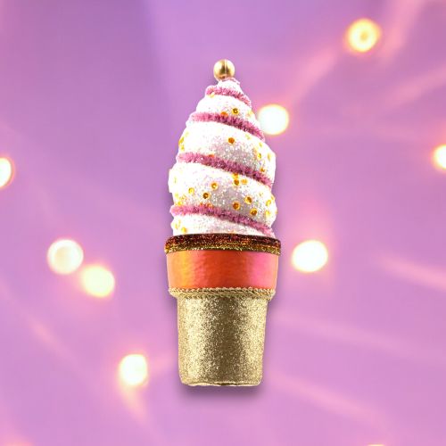 8in Orange Soft Serve Cone Orn