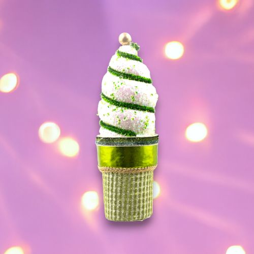 8in Green Soft Serve Cone Orn