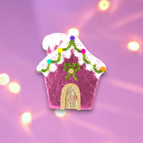 6in Purple Candy House Orn