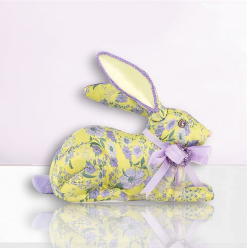 16in Lavender Print Bunny Laying Min/2