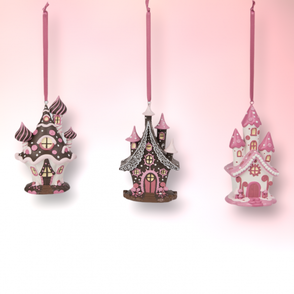 3 Asst Candy House Orn - IN STOCK