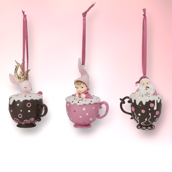 3 Asst Cocoa Mugs Orn - IN STOCK