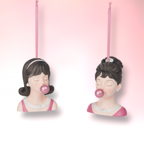 2 Asst Bubblegum Girl Orn - IN STOCK