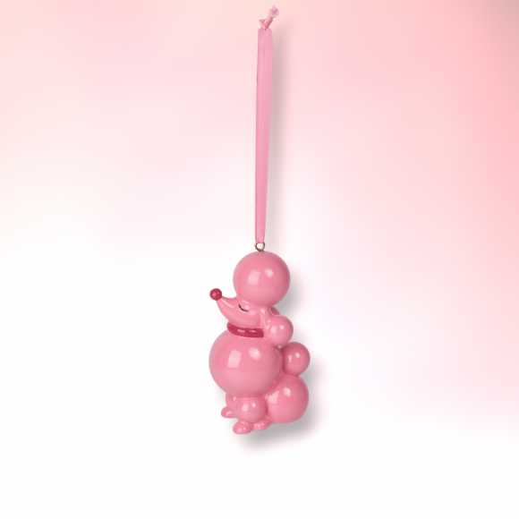 Bright Pink Poodle Orn - IN STOCK