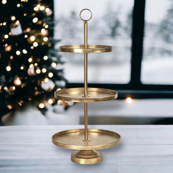 30in Gold Tiered Dessert Tray