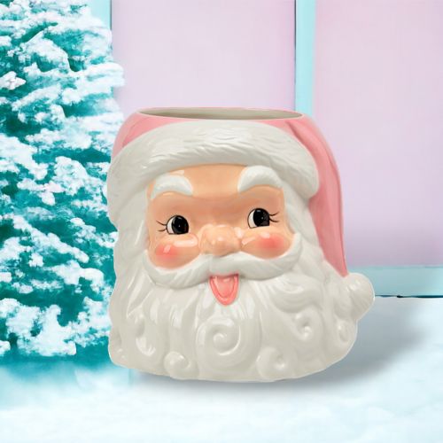 Pink Santa Head Planter - IN STOCK