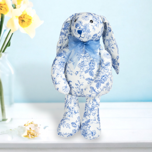 Blue Toille Fabric Bunny Sitter - NEW Spring 2024