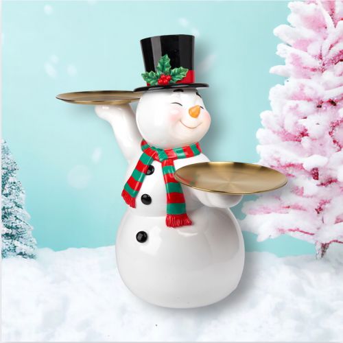 24in Vintage Snowman w/Serving Trays - IN STOCK