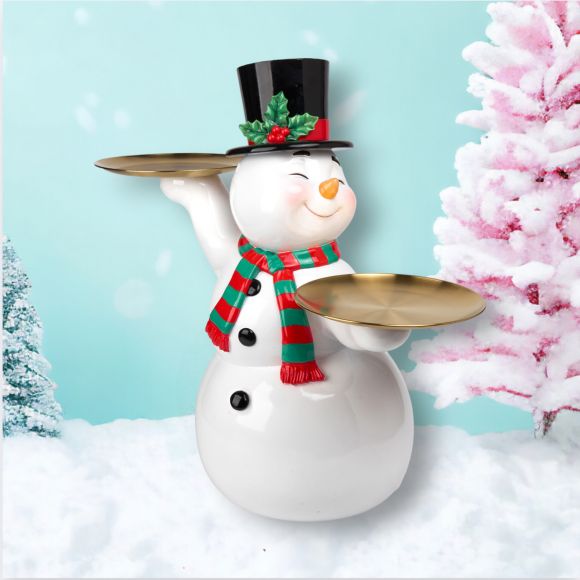 24in Vintage Snowman w/Serving Trays - IN STOCK