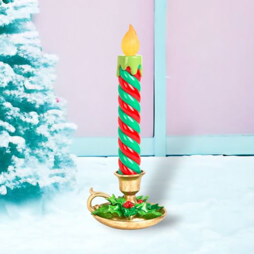 17.5in Green Stripe LED Candlestick - IN STOCK