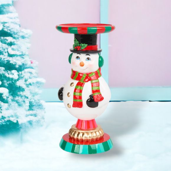 9in Vintage Snowman Candle Holder - IN STOCK