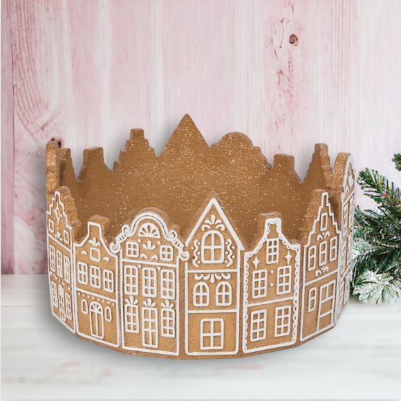 10.5in Gingerbread Houses Container - IN STOCK