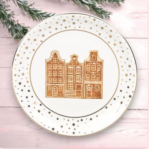 8in Gingerbread Houses Dessert Plate -