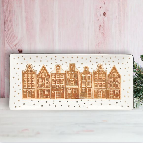 16in Gingerbread Brownstone Platter - IN STOCK