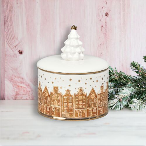 Gingerbread Brownstone Bowl w/Lid