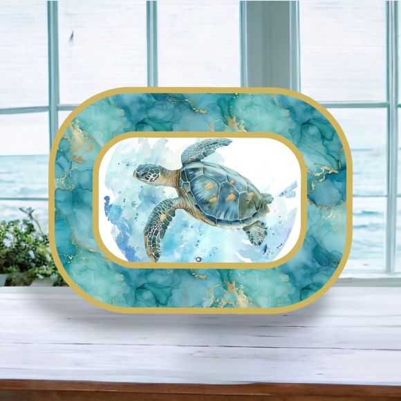 17in Sea Turtle Serving Tray Min/4