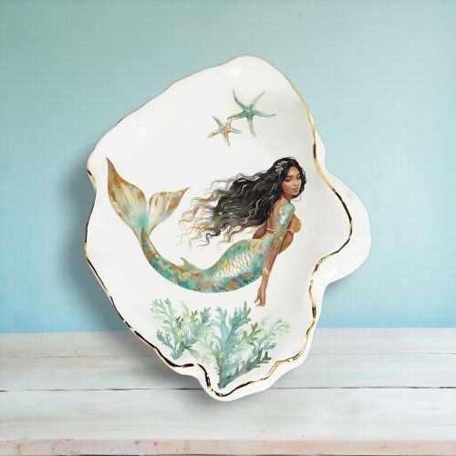 Brunette Mermaid Oyster Shell Dish Min/8