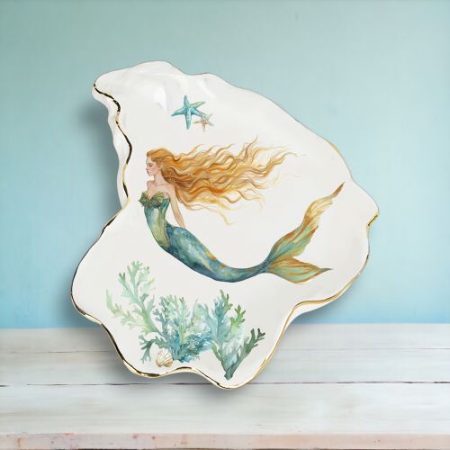 Merman w/Turtle Oyster Shell Dish Min/8