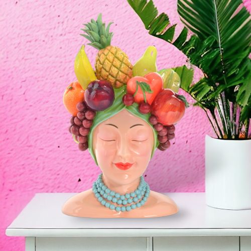 14in Fruit Lady Head Vase Min/1