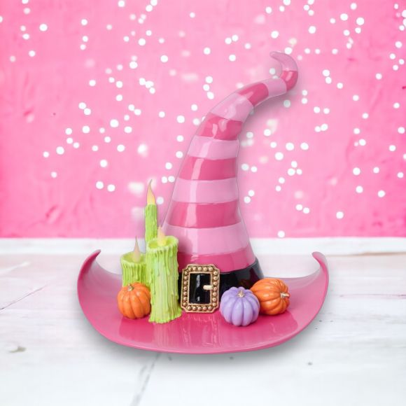 17in Pink Witch Hat w/LED Min/1