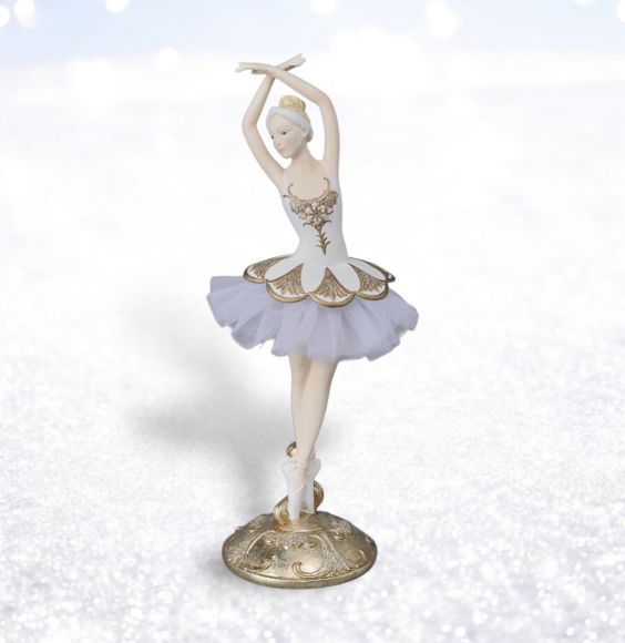 10.5in White / Gold Ballerina Min/2