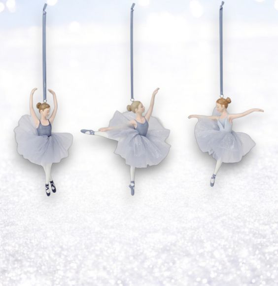 3 Asst Blue Ballerina Orn Min/6