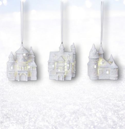 3 Asst LED Castles Orn Min6