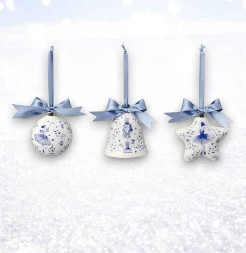 3 Asst Porcelain Nutcracker Suite Orn Min/12