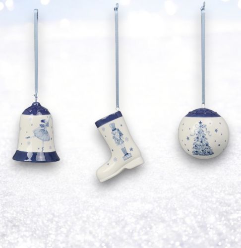 3 Asst Shaped Porcelain Orn Min/12